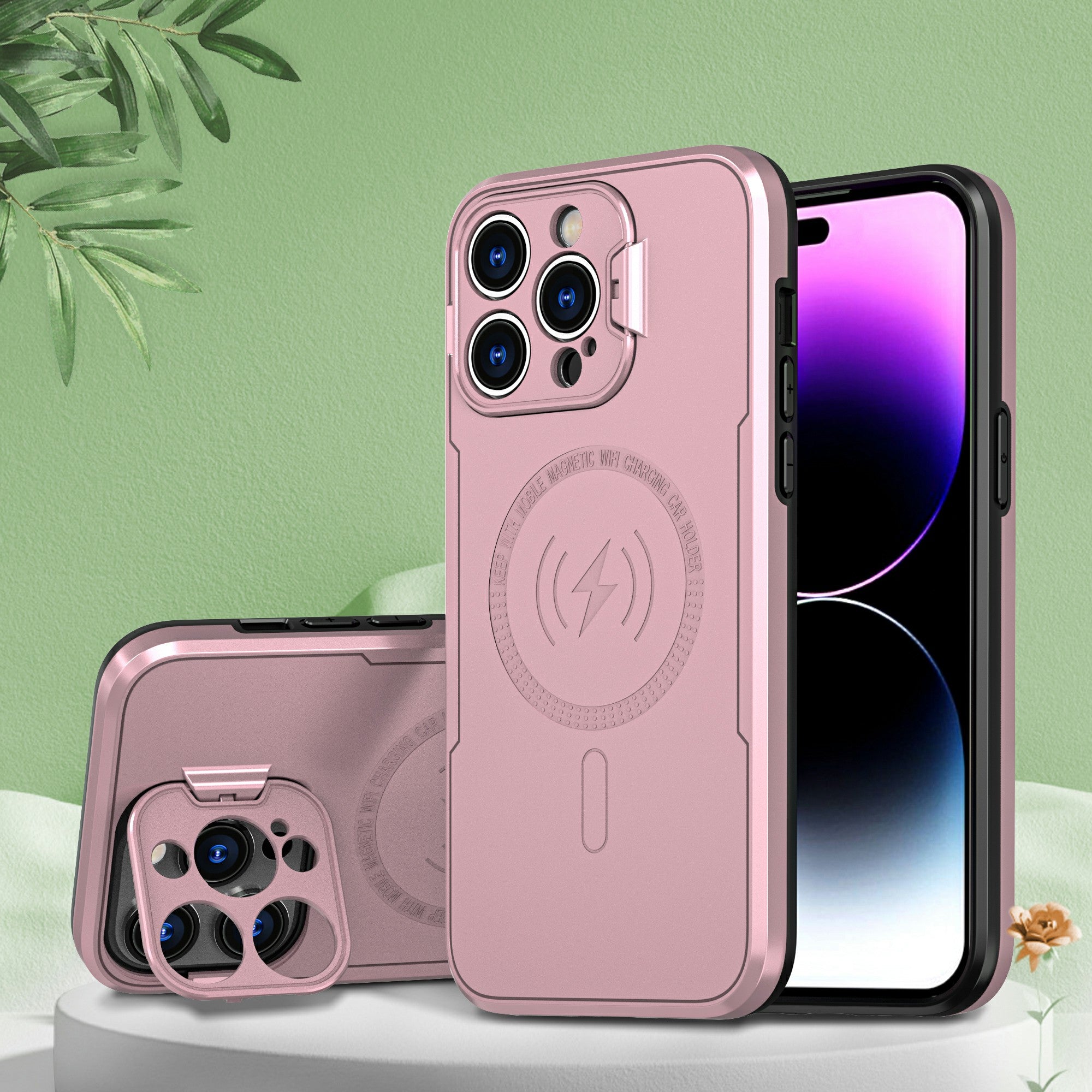For iPhone 14 Pro Max PC+TPU Shock Absorption Phone Case Lens Frame Kickstand Shockproof Cover For iPhone 14 Pro Max PC+TPU Shock Absorption Phone Case Lens Frame Kickstand Shockproof Cover